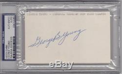 George Young Giants GM signed 3x5 Index Card PSA/DNA Slabbed auto