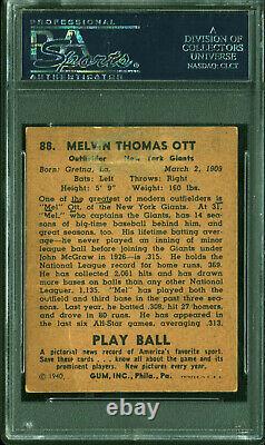 Giants Mel Ott Authentic Signed 1940 Play Ball Auto Card PSA/DNA Slabbed