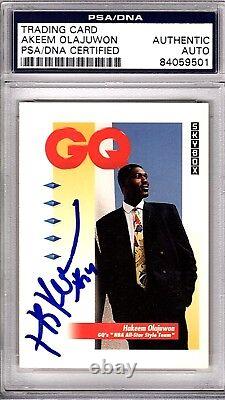 HAKEEM OLAJUWON Signed 1991 SKYBOX Card HOUSTON ROCKETS PSA/DNA SLABBED #324