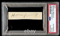 Horace Greeley d1872 signed autograph. 5x3 cut New-York Tribune Founder PSA Slab