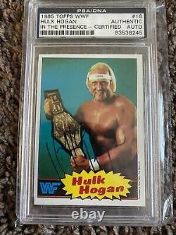 Hulk Hogan Signed 1985 Topps WWF Card #16 PSA/DNA Slab Autographed WWE Auto'd RC