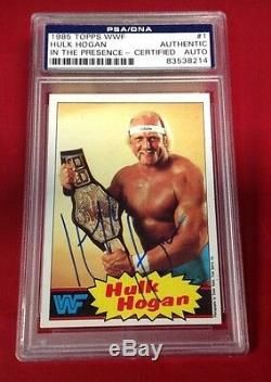 Hulk Hogan Signed 1985 Topps WWF Wrestling Card PSA/DNA Slabbed # 83538214