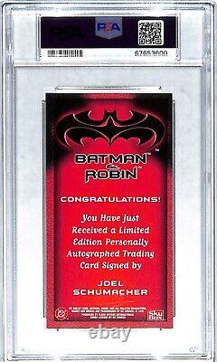 JOEL SCHUMACHER Signed 1997 Skybox Batman & Robin Director Card PSA/DNA 9 Slab