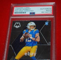 JUSTIN HERBERT 202O MOSAIC Signed ROOKIE CARD CHARGERS PSA/DNA Slabbed