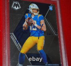 JUSTIN HERBERT 202O MOSAIC Signed ROOKIE CARD CHARGERS PSA/DNA Slabbed