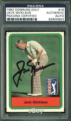 Jack Nicklaus Authentic Signed Card 1982 Donruss Golf #16 PSA/DNA Slabbed