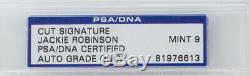 Jackie Robinson Brooklyn Dodgers Signed (Huge Auto) Slabbed Cut PSA/DNA Mint 9