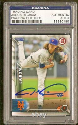 Jacob deGrom Mets Signed 2016 Bowman Card #57 Auto PSA/DNA SLABBED Cy Young