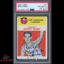 Jerry West signed 1961 Fleer Rookie Card PSA DNA Slabbed Auto 10 #43 HOF C1410