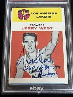 Jerry West signed 1961 Fleer Rookie Card PSA DNA Slabbed Auto 10 #43 HOF C1410