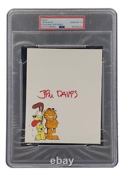 Jim Davis Signed Slabbed 4x6 Garfield Photo PSA/DNA Gem MT 10