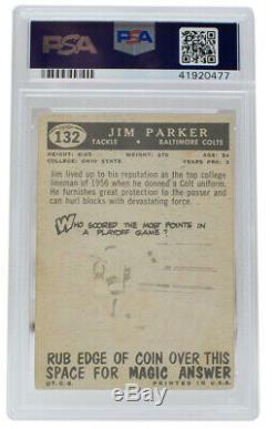 Jim Parker Signed 1959 #132 Topps Colts Rookie Football Card Slabbed HOF PSA/DNA