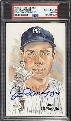Joe DiMaggio Perez Steele HOF Postcard Signed PSA DNA Slabbed Yankees ID310590