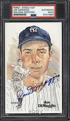 Joe DiMaggio Perez Steele HOF Postcard Signed PSA DNA Slabbed Yankees ID310591