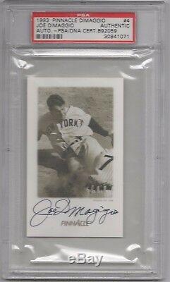 Joe Dimaggio Autographed Signed Psa/dna 1993 Pinnacle Card #4 Certified Slabbed