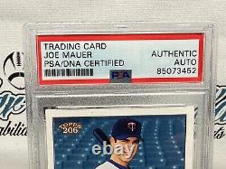 Joe Mauer Signed Autographed 2002 Topps 206 Rc Baseball Card Psa Dna Slabbed