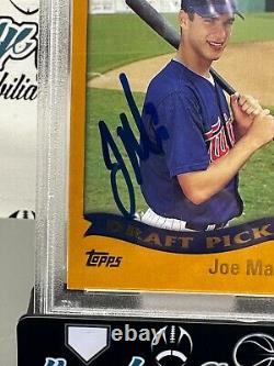 Joe Mauer Signed Autographed 2002 Topps Rookie Rc Baseball Card Psa Dna Slabbed