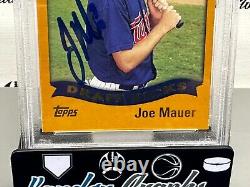 Joe Mauer Signed Autographed 2002 Topps Rookie Rc Baseball Card Psa Dna Slabbed