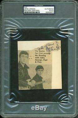 John Lennon The Beatles Signed 3.75X4 Cut Lots Of Love From PSA/DNA Slabbed