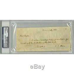 John Quincy Adams Signed 3x7 Note Slabbed PSA/DNA Certified