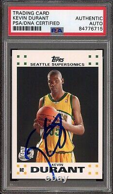 Kevin Durant Signed 2007 Topps Rookie Card Auto #2 Psa/Dna Slab Supersonics RC