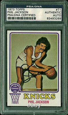 Knicks Phil Jackson Authentic Signed 1973 Topps #71 Card PSA/DNA Slabbed