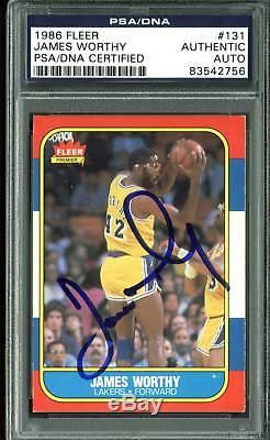 Lakers James Worthy Authentic Signed 1986 Fleer #131 Auto Card PSA/DNA Slabbed