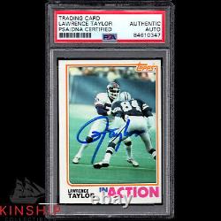 Lawrence Taylor signed 1982 Topps Rookie Card PSA DNA Slabbed Auto Giants C887
