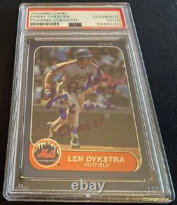 Lenny Dykstra Signed Autograph Slabbed 1986 Fleer Rookie Card PSA DNA Mets