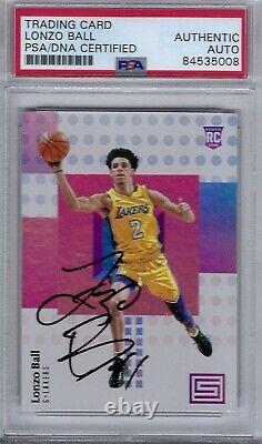 Lonzo Ball Signed 2017-18 Panini Status Card #118 Psa/dna Slab Rc Rookie Lakers