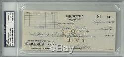 Lou Costello Signed Authentic Autographed Check Slabbed PSA/DNA #83464008