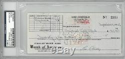 Lou Costello Signed Authentic Autographed Check Slabbed PSA/DNA #83498461