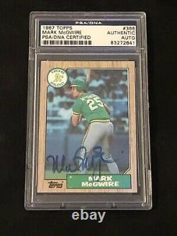 MARK McGWIRE 1987 TOPPS ROOKIE SIGNED AUTOGRAPHED CARD #366 A'S PSA/DNA SLABBED