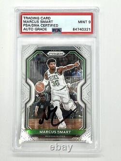 Marcus Smart Signed 2020-21 Panini Prizm Card #97 Psa/dna Slabbed Celtics Auto 9