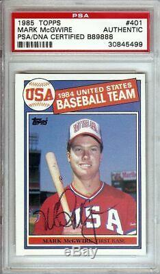 Mark McGwire 1985 Topps Signed Auto RC Rookie Card PSA/DNA Slabbed A's #401