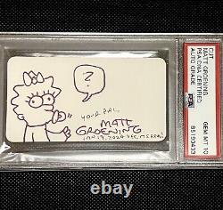 Matt Groening Signed Business Card PSA Certified Slab Gem MT 10 Maggie Simpson