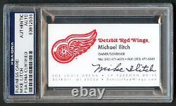 Mike Ilitch (d. 2017) signed autograph Detroit Red Wings Business Card PSA Slab