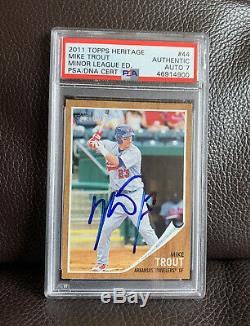 Mike Trout Signed 2011 Topps Heritage Minors Card Psa/Dna Slabbed + Graded Auto