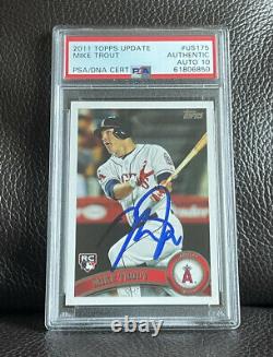 Mike Trout Signed 2011 Topps Update Rookie Card #US175 10 AUTO Psa/Dna Slab