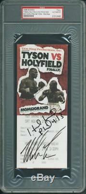Mike Tyson & Evander Holyfield Signed 1996 Fight Full Ticket PSA/DNA Slabbed