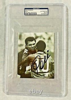Muhammad Ali with Pele Autographed 4x6 Photo Signed PSA/DNA Slabbed