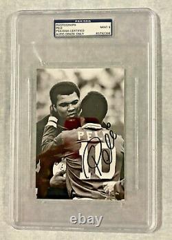 Muhammad Ali with Pele Autographed 4x6 Photo Signed PSA/DNA Slabbed Grade 9 Mint
