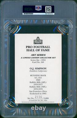 O J SIMPSON Signed 1994 Goal Line Art Card withHOF 85 Inscription PSA/DNA Slabbed