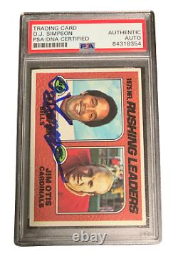 Oj Simpson Signed Autograph Slabbed 1976 Topps Rushing Leaders Card Psa Dna