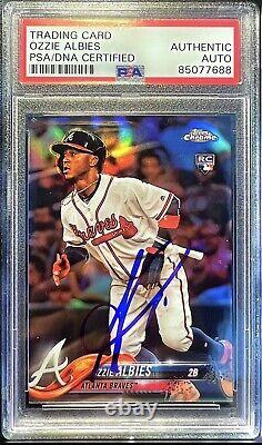 Ozzie Albies Signed 2018 Topps Chrome Refractor Rookie Card PSA/DNA Slab