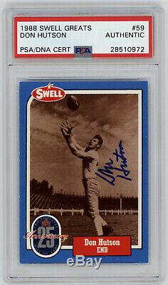 PACKERS Don Hutson signed card 1988 Swell #59 PSA/DNA Slab AUTO Autographed HOF
