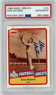 PACKERS Don Hutson signed card 1989 Swell #10 PSA/DNA Slab AUTO Autographed HOF