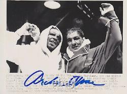 PSA/DNA slabbed signed ARCHIE MOORE autographed wire photo withROCKY MARCIANO