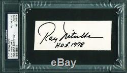 Packers Ray Nitschke'HOF 1978' Authentic Signed 1.75X4.25 Cut PSA/DNA Slabbed
