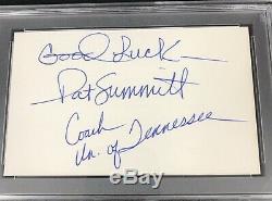 Pat Summitt Signed Index Card Autograph PSADNA Slab Tennessee Vols Basketball